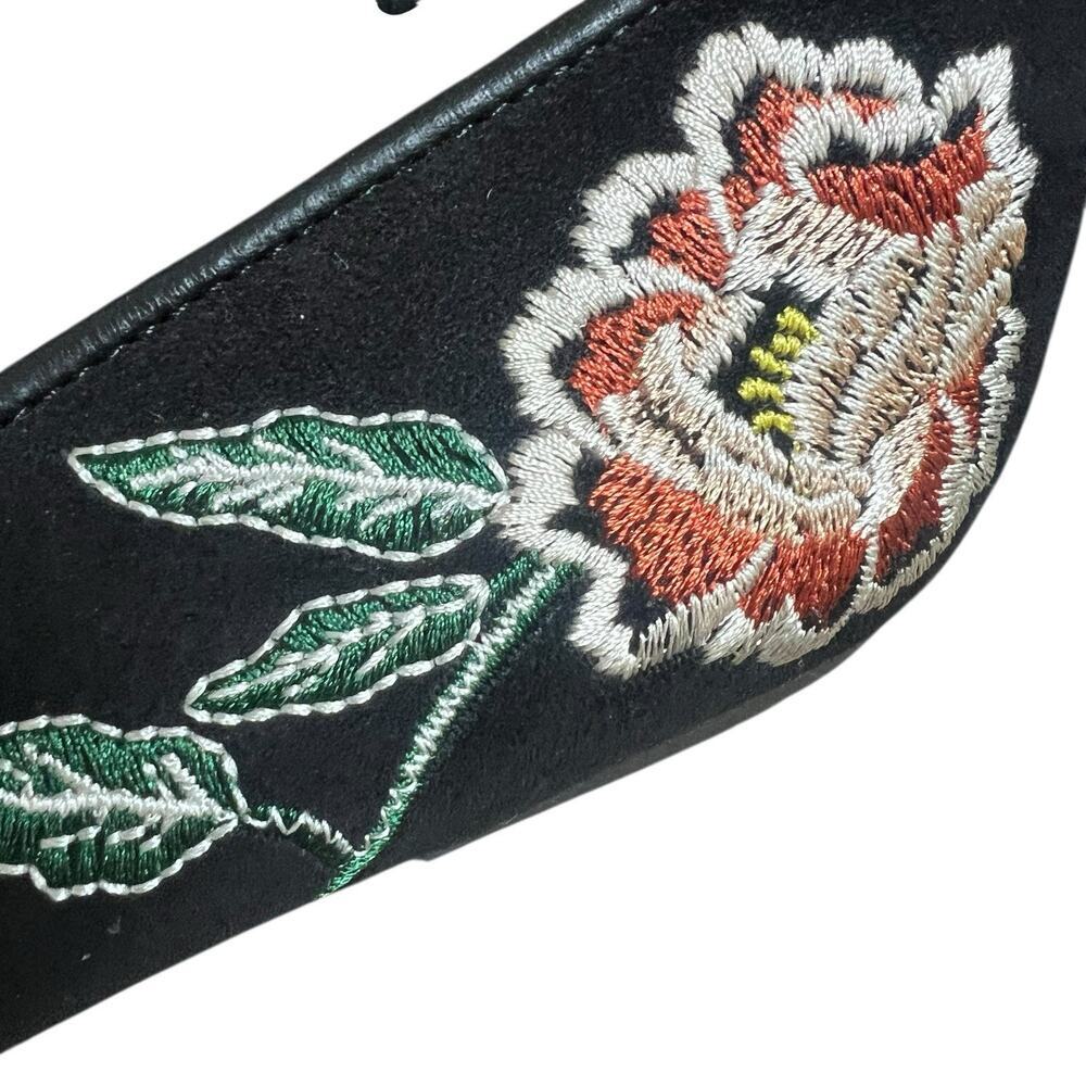 Natori Women's Black Edda Suede Embroidered Floral Loafers Size 9.5 Slip On - Picture 8 of 12